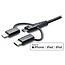 Mobilize Strong Nylon Cable 3in1 USB to Micro USB, USB-C, Apple MFi Lightning 1.5m Black