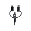 Mobilize Strong Nylon Cable 3in1 USB to Micro USB, USB-C, Apple MFi Lightning 1.5m Black