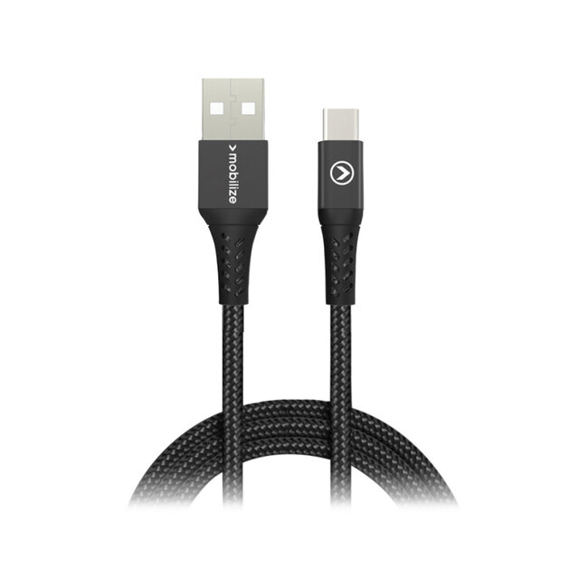 Mobilize Strong Nylon Cable USB to USB-C 1m. 15W Black