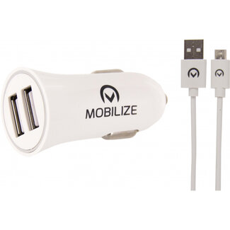 Mobilize Mobilize Car Charger 2x USB + USB to Micro USB Cable 12W 1m. White