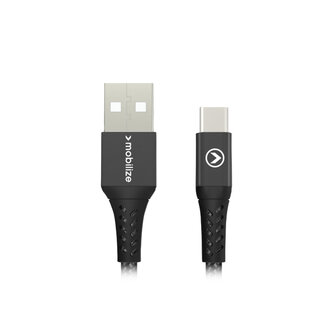Mobilize Mobilize Strong Nylon Cable USB to USB-C 20cm. 15W Black