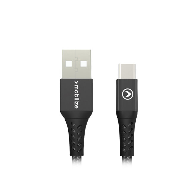 Mobilize Strong Nylon Cable USB to USB-C 20cm. 15W Black