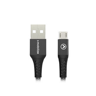 Mobilize Mobilize Strong Nylon Cable USB to Micro USB 20cm. 12W Black