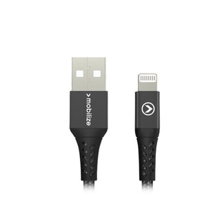 Mobilize Mobilize Strong Nylon Cable USB to Apple MFi Lightning 20cm. 12W Black