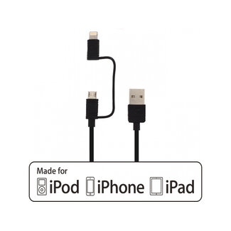 Mobilize Mobilize 2in1 Cable USB to Apple MFi Lightning or Micro USB 1.5m. Black