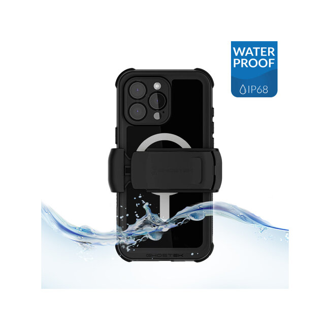 Ghostek Nautical Waterproof MagSafe Case + Belt Swivel Holster Apple iPhone 16 Pro Max Black