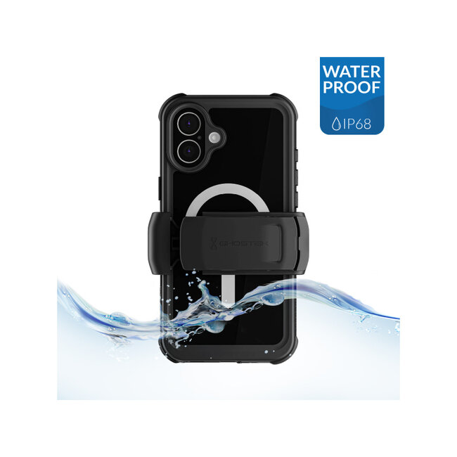 Ghostek Nautical Waterproof MagSafe Case + Belt Swivel Holster Apple iPhone 16 Plus Black
