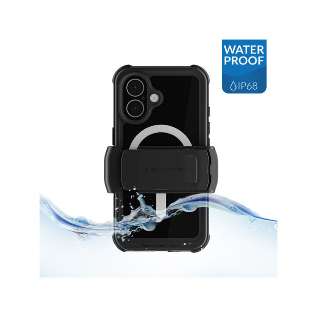 Ghostek Nautical Waterproof MagSafe Case + Belt Swivel Holster Apple iPhone 16 Black