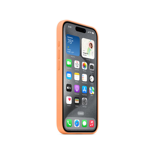 MT1H3ZM/A Apple Silicone Case with MagSafe iPhone 15 Pro Sorbet Orange