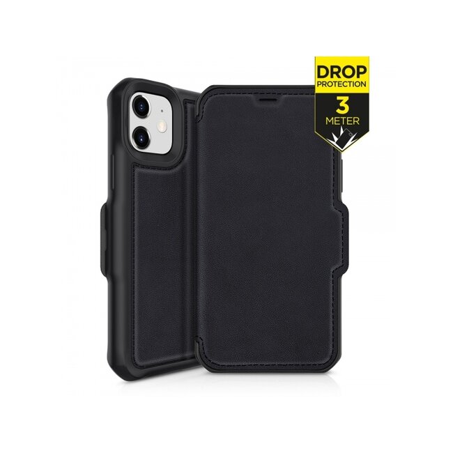 ITSKINS Level 2 HybridFolio Leather for Apple iPhone 12 Mini Pure Black