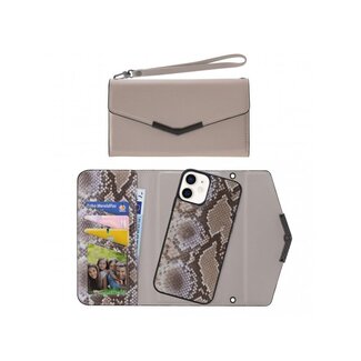 Mobilize Mobilize 2in1 Elegant Magnet Clutch Apple iPhone 12 Mini Beige Snake