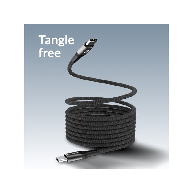 Mobilize Magnetic Nylon Cable - USB-C to USB-C - 2m. - 100W Black
