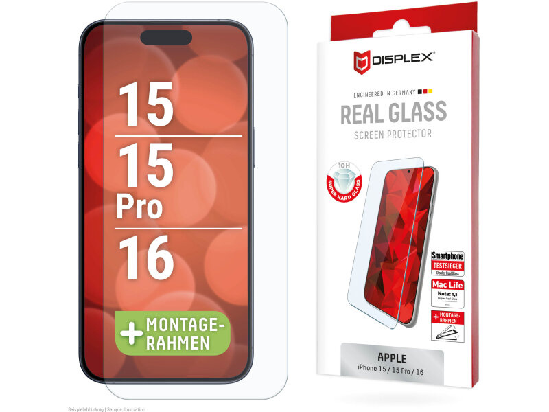 Displex DISPLEX Real Glass iPhone 15/15 Pro/16 afbeelding
