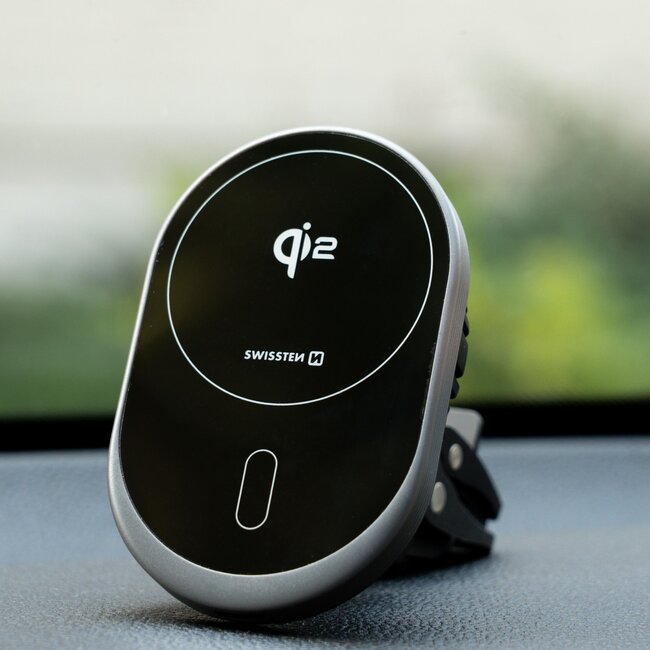 Swissten Magride Telefoonhouder - Geschikt voor Magsafe - Qi2 15W - Zwart