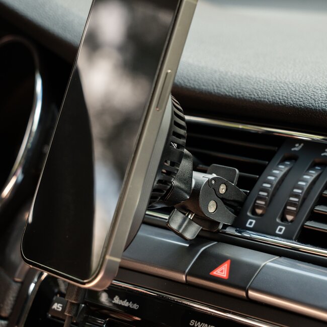 Swissten Magride Telefoonhouder - Geschikt voor Magsafe - Qi2 15W - Zwart