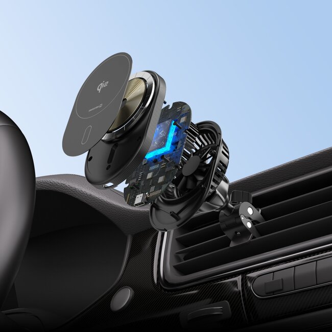 Swissten Magride Telefoonhouder - Geschikt voor Magsafe - Qi2 15W - Zwart