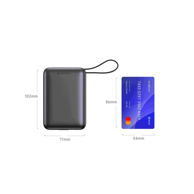 Swissten Powerbank Space 20.000mAh - Ingebouwde kabels - Zilver