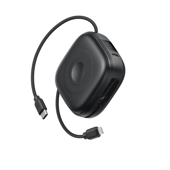 Swissten Powerbank Voltbox MagGO 10.000 mAh - Ingebouwde Lightning & USB-C Kabel