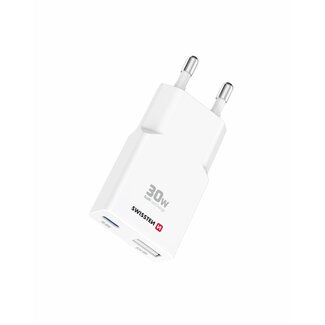 Swissten Swissten Snellader 30W Slim Design - USB-C & USB-A Poort
