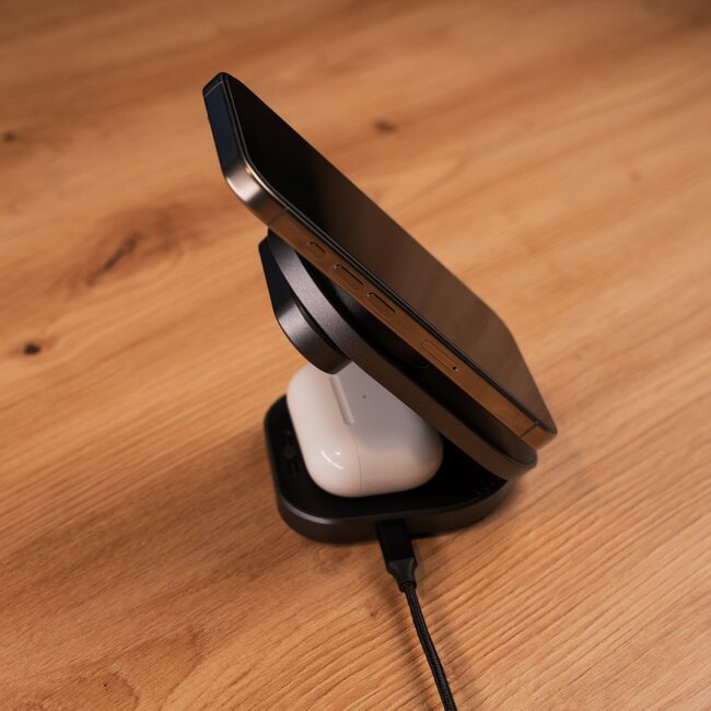 Swissten Magbase 3 in 1 Draadloze Oplader Opvouwbaar - 27W - Zwart