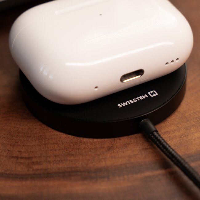 Swissten MagPuck Draadloze Oplader - Magsafe - 15W - Zwart