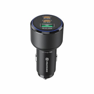 Swissten Swissten Autolader 95W - 2x USB-C PD + USB-A - Zwart