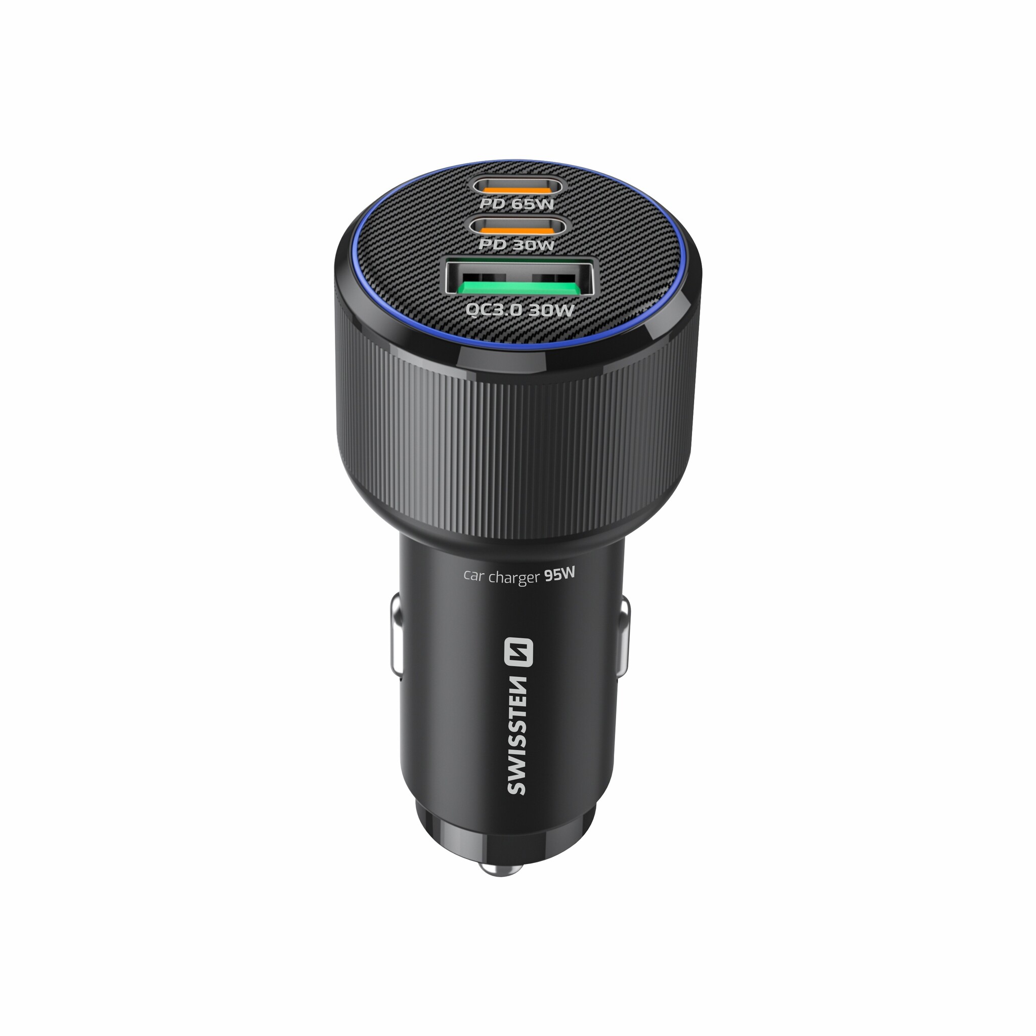 Swissten Swissten Autolader 95W - 2x USB-C PD + USB-A - Zwart afbeelding