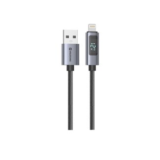 Swissten Swissten LCD USB-A naar Lightning Kabel - 1.5M - Zwart