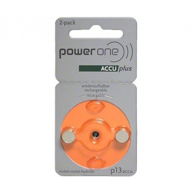PowerOne 2 stuks P13 Oranje PowerOne oplaadbare hoorbatterijen accuplus Ni-MH