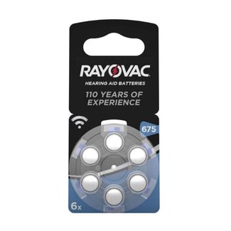Rayovac 6 stuks 675AU BLAUW Acoustic Hearing Aid Zinc-Air