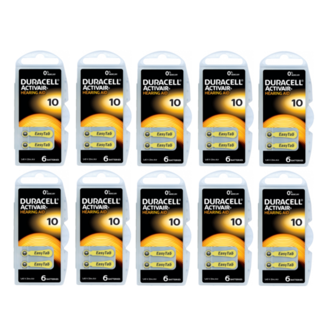 Duracell 60 stuks geel DA10 hoorapparaat batterij