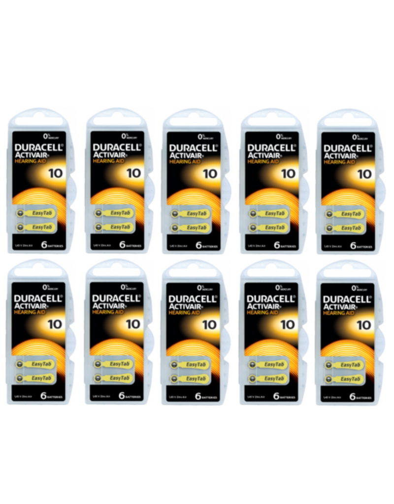 Duracell 60 stuks geel DA10 hoorapparaat batterij