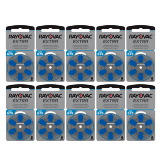 Rayovac 60 stuks 675AU Extra hoorapparaat batterij BLAUW