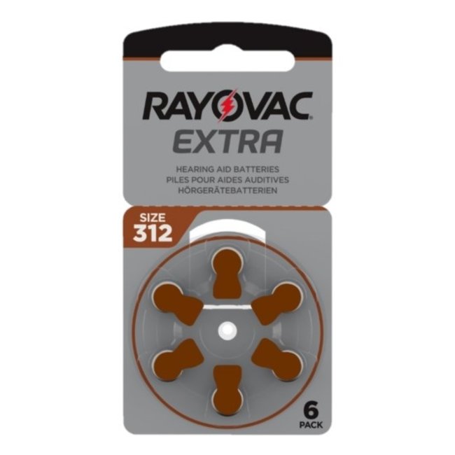 Rayovac 60 stuks bruin 312 AU Extra hoorapparaat batterij