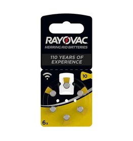 Rayovac 6 stuks 10AU GEEL Acoustic Hearing Aid Zinc-Air
