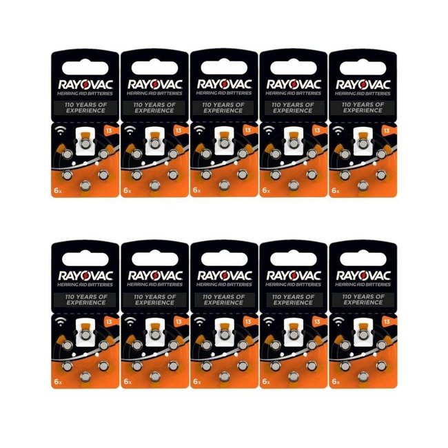 Rayovac 60 stuks 13AU Oranje Acoustic Hearing Aid Zinc-Air (60 stuks)