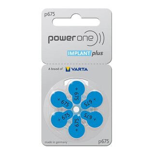 PowerOne 6 stuks 675 BLAUW Cochlear Implant Plus CI hoorbatterijen