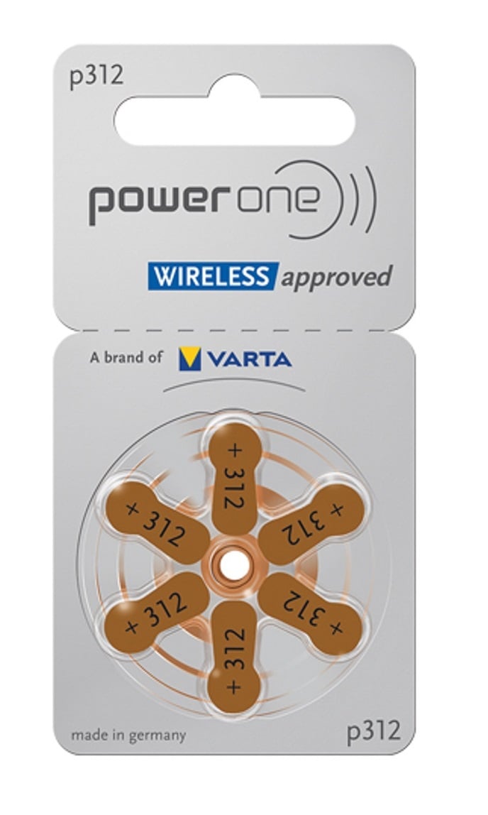PowerOne 6 stuks P312 bruin hoorapparaat batterij