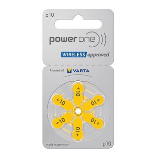 PowerOne 6 stuks P10 geel hoorapparaat batterij