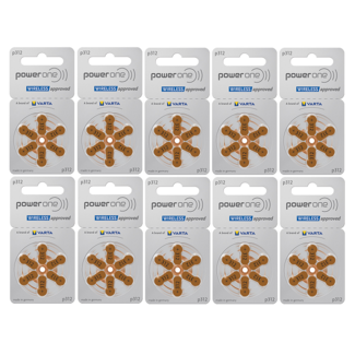 PowerOne 60 stuks P312 hoorapparaat batterij BRUIN