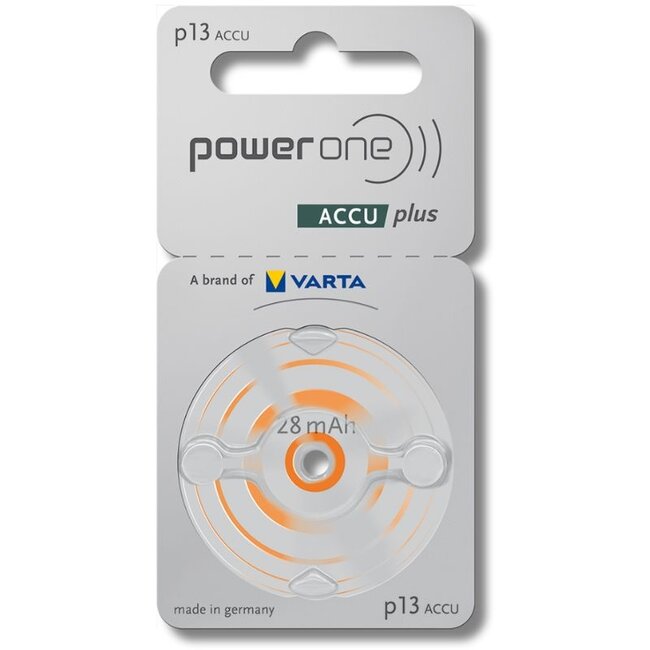 PowerOne 2 stuks P13 Oranje PowerOne oplaadbare hoorbatterijen accuplus Ni-MH