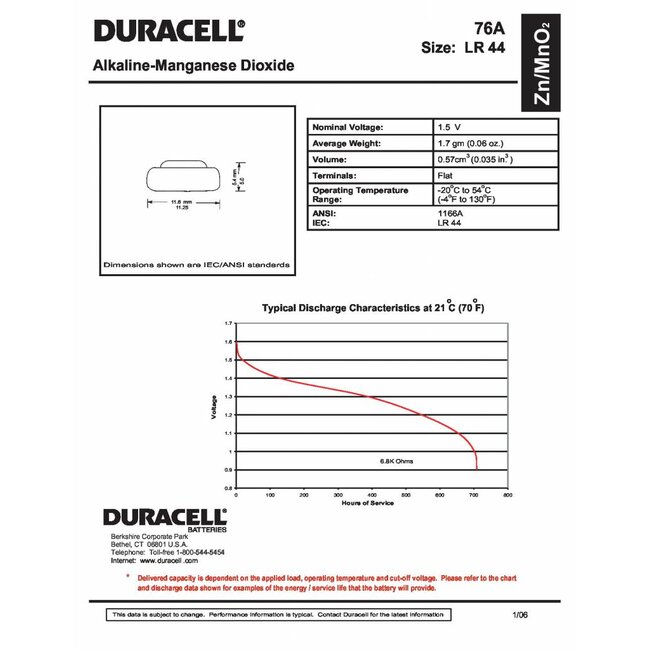 Duracell Knoopcel batterij LR 44 blister 2