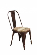 Hochwertiger Tolix Stuhl Detroit bronze mit Sitzfläche aus Holz - www