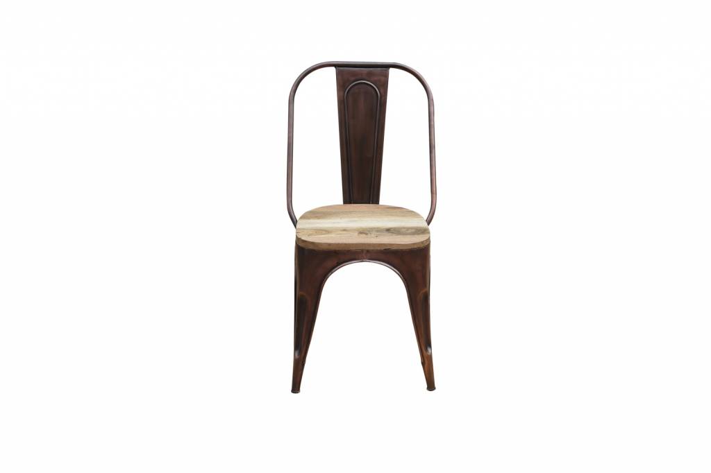 Jabulo Industrial Tolix Stuhl Detroit bronze mit Sitzfläche aus Holz