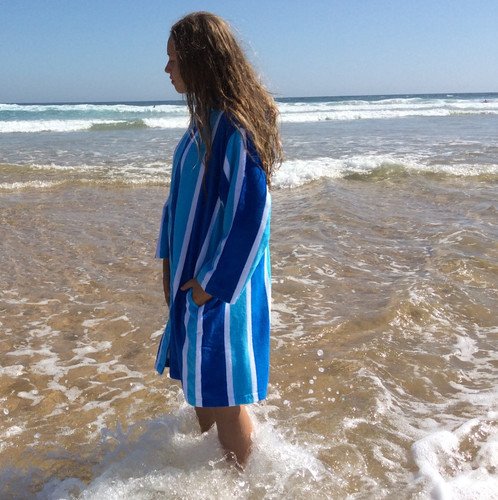 Back Beach Co Blue Stripe Swim Beach Robe for women - Destination Beach