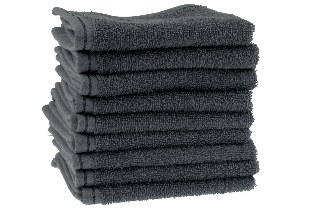 Waslap antraciet 30x30 cm van zuiver katoen