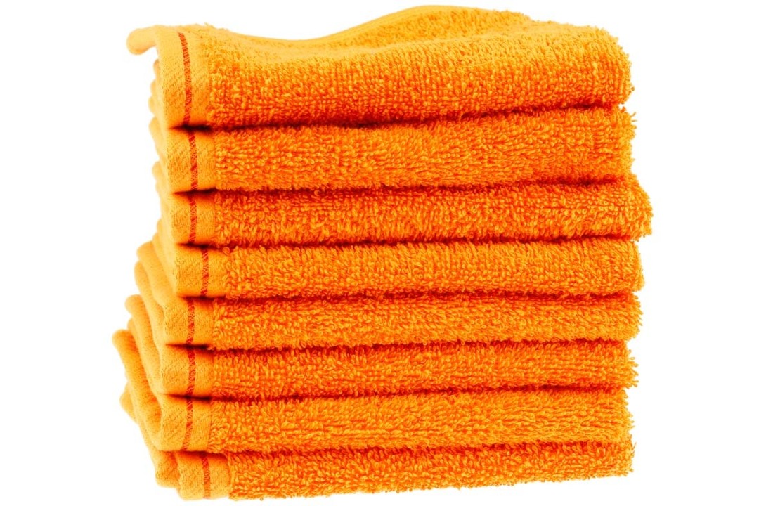 Waslap oranje 30x30 cm van zuiver katoen