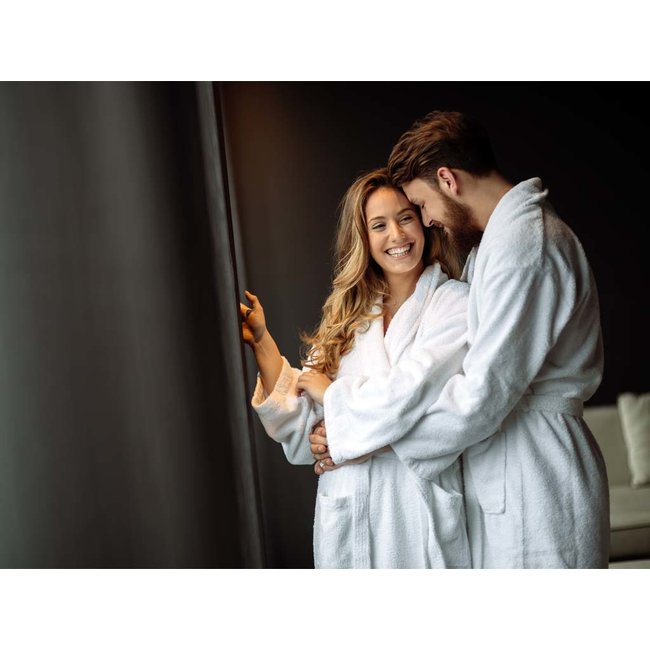 Hotel badjas wit met sjaalkraag