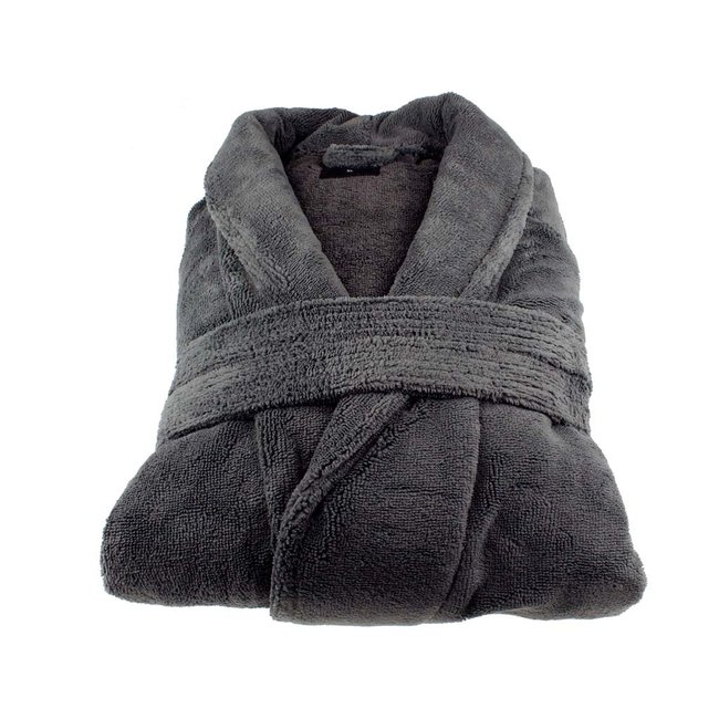 Hotel badjas antraciet met sjaalkraag