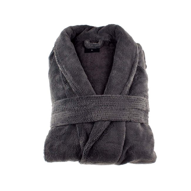Hotel badjas antraciet met sjaalkraag